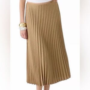 J. Crew Skirt Womens 8 Tan Beige Pleated Midi A-Line Classic Neutral